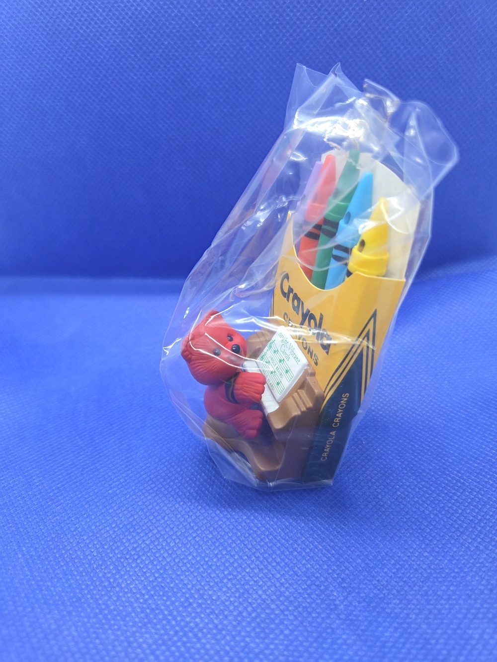 VTG Crayola Ornament with Red Bear and Multi-Colored Crayons